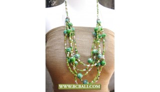 Green Stone and Beading Necklaces Fashion